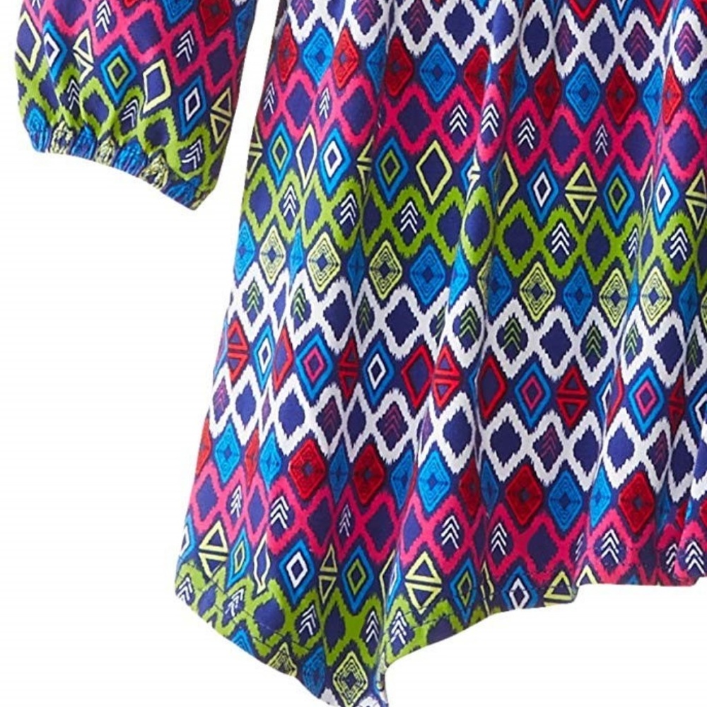 Bonnie Jean Tribal Print Long Sleeve Knit Dress 3T - Picture 4 of 6